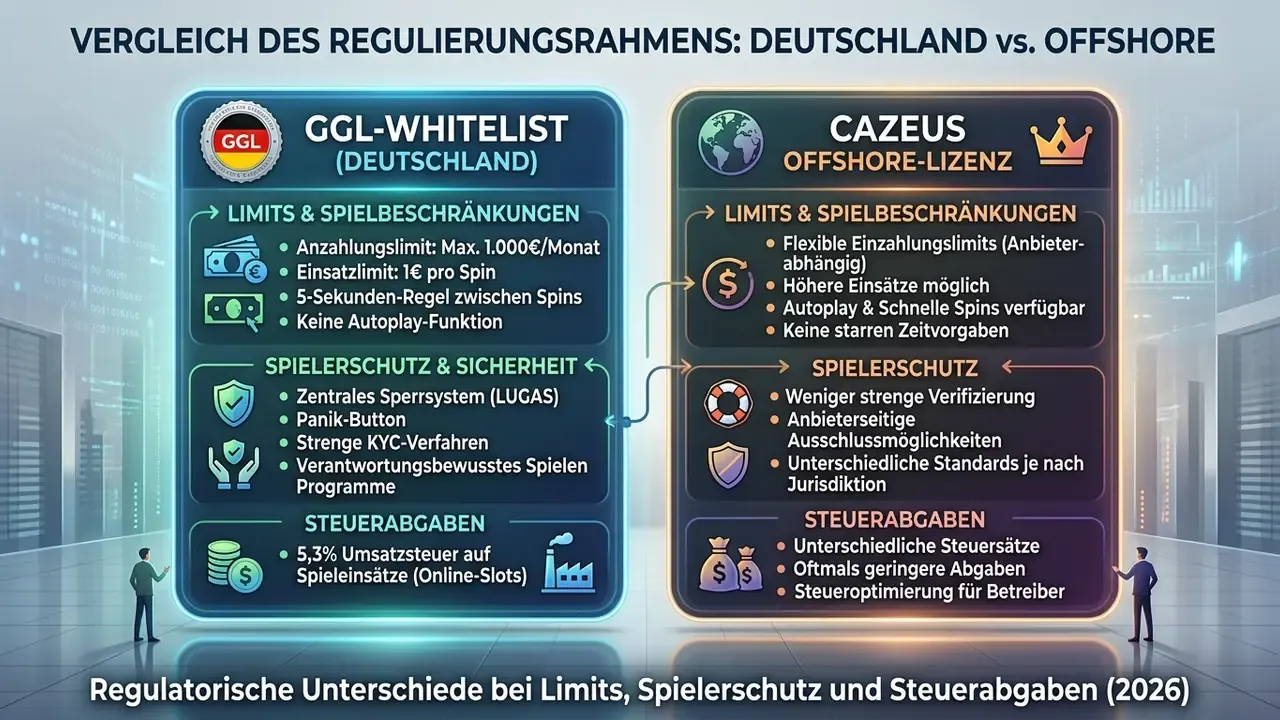 Vergleich GGL Lizenz Deutschland vs Cazeus Offshore Lizenz