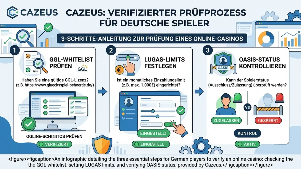 Infografik Legale Online Casino Prüfung GGL Whitelist
