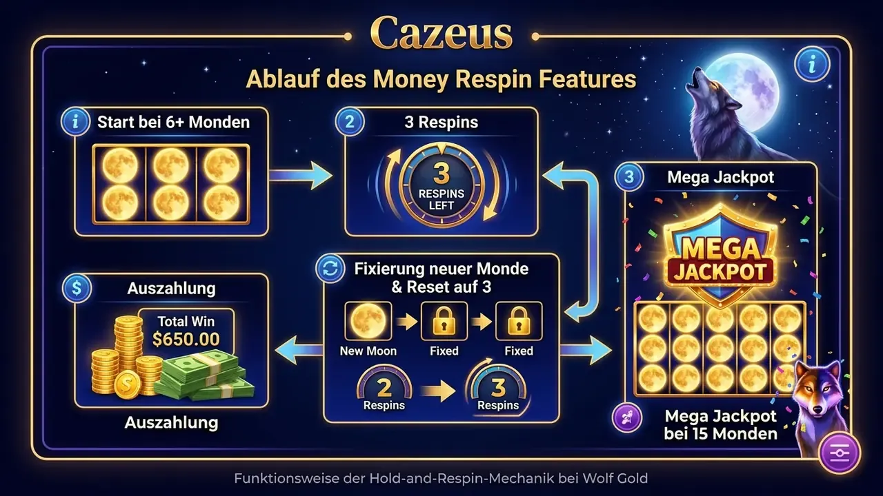 Wolf Gold Money Respin Feature Ablauf